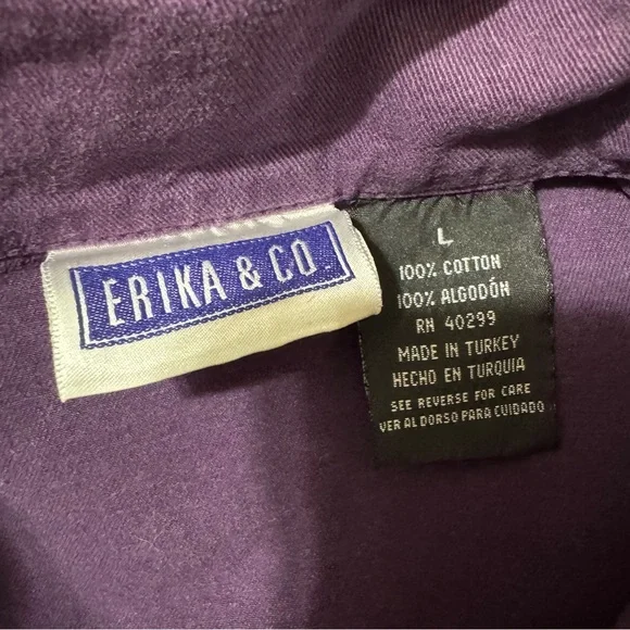 Purple Cotton Chore Jacket Relaxed Fit Workwear Erika & Co L - Picture 6 of 6